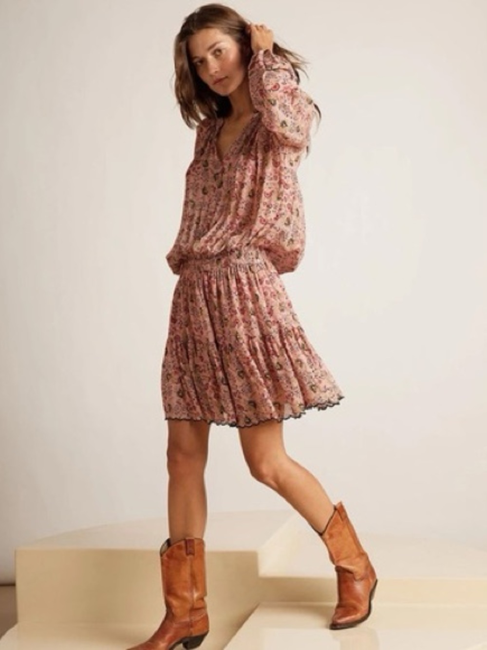 Velvet By Graham & Spencer Anthropologie Aubrey Floral Tunic Mini Dress Size M